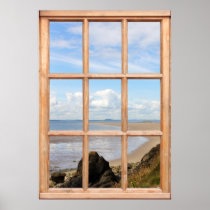 Rocks and Sea View from a Window Posters