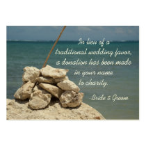 Rocks on Beach Wedding Charity Favour Card