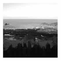 Rocky Beach. Scenic Coastal View. Black and White. Photo Sculpture