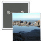 Rocky Beach. Scenic Coastal View. Pinback Buttons