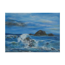 Rocky coast painting on stretched canvas prints