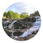 Rocky Falls From The Bottom Round Stickers