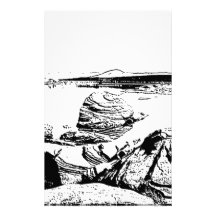 Rocky Lake in Pen and Ink Stationery Design