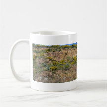Rocky mountain landscape with bushes mugs