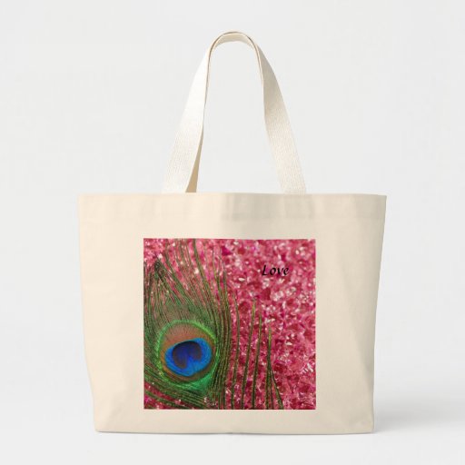 Rocky Pink Peacock Feather Tote Bag