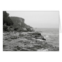 Rocky Shoreline Black and White Photo Note Card