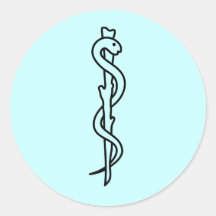 Rod of Asclepius [medical symbol] Round Sticker