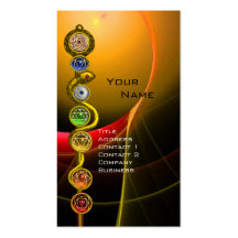 ROD OF ASCLEPIUS WITH 7 CHAKRAS ,SPIRITUAL ENERGY BUSINESS CARD TEMPLATE