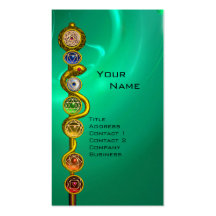 ROD OF ASCLEPIUS WITH 7 CHAKRAS ,SPIRITUAL ENERGY BUSINESS CARDS
