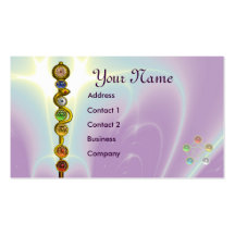 ROD OF ASCLEPIUS WITH 7 CHAKRAS ,SPIRITUAL ENERGY BUSINESS CARD TEMPLATES