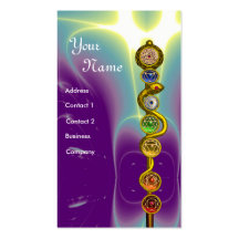 ROD OF ASCLEPIUS WITH 7 CHAKRAS ,SPIRITUAL ENERGY BUSINESS CARD TEMPLATES