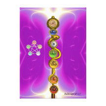 ROD OF ASCLEPIUS WITH 7 CHAKRAS ,SPIRITUAL ENERGY STRETCHED CANVAS PRINTS