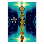 ROD OF ASCLEPIUS WITH 7 CHAKRAS ,SPIRITUAL ENERGY CARD