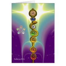 ROD OF ASCLEPIUS WITH 7 CHAKRAS ,SPIRITUAL ENERGY CARD