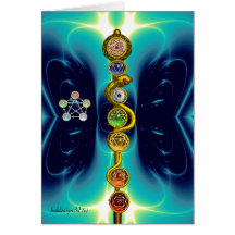 ROD OF ASCLEPIUS WITH 7 CHAKRAS ,SPIRITUAL ENERGY CARD