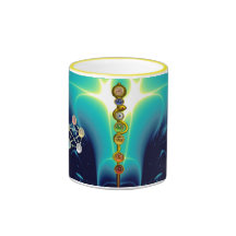 ROD OF ASCLEPIUS WITH 7 CHAKRAS ,SPIRITUAL ENERGY MUGS