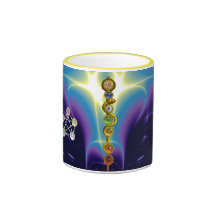 ROD OF ASCLEPIUS WITH 7 CHAKRAS ,SPIRITUAL ENERGY MUGS
