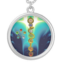 ROD OF ASCLEPIUS WITH 7 CHAKRAS ,SPIRITUAL ENERGY, PENDANT