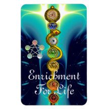 ROD OF ASCLEPIUS WITH 7 CHAKRAS ,SPIRITUAL ENERGY RECTANGLE MAGNETS