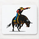 Rodeo cowboy bull riding mousepads