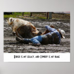 Rodeo Cowboy Roping in the Mud posters