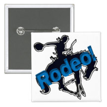 Rodeo! with horse background pinback button