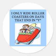 roller coaster fanatic round sticker