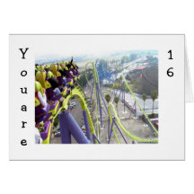 ROLLER COASTER THRILLS FOR THE 16 YEAR OLD GREETING CARD