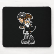 Roller Derby Jammer black and white Mouse Pad