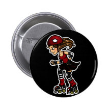 Roller Derby Jammer red Pinback Buttons