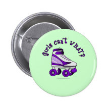 Roller Derby Skate - Purple Pinback Buttons
