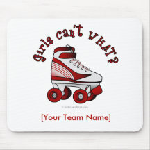 Roller Derby Skate - Red Mousepads