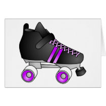Roller Derby Skates Black and Purple Greeting Card