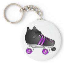 Roller Derby Skates Black and Purple Key Chain