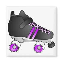 Roller Derby Skates Black and Purple Refrigerator Magnet