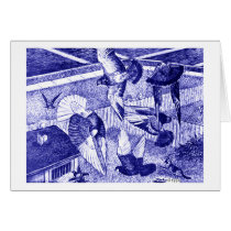 Roller Pigeons:  Flying Rollers Greeting Card