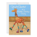 Roller Skating Giraffe at the Rink Party invitations