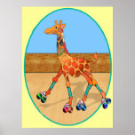 Roller Skating Giraffe at the Roller Rink Posters