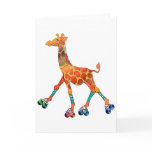 Roller Skating Giraffe Greeting Cards