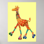 Roller Skating Giraffe Print