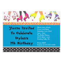 Roller Skating Invitation Happy Birthday Party