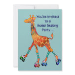 Roller Skating Party Giraffe invitations