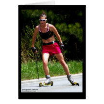 Roller Skiing Greeting Card