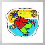 Rollerskaing colourful clown posters