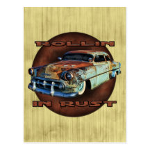 Rollin in rust Tail Dragger Chopped Chevy grunge Post Cards