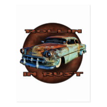 Rollin in rust Tail Dragger Chopped Chevy Post Card
