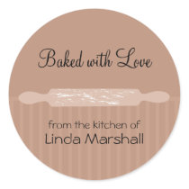 Rolling Pin with Flour from the Kitchen of Round Sticker