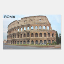 Roma coliseum rectangular stickers