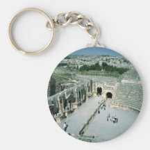 Roman amphitheatre with oval piazza behind, Jarash Keychains