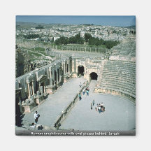 Roman amphitheatre with oval piazza behind, Jarash Refrigerator Magnet
